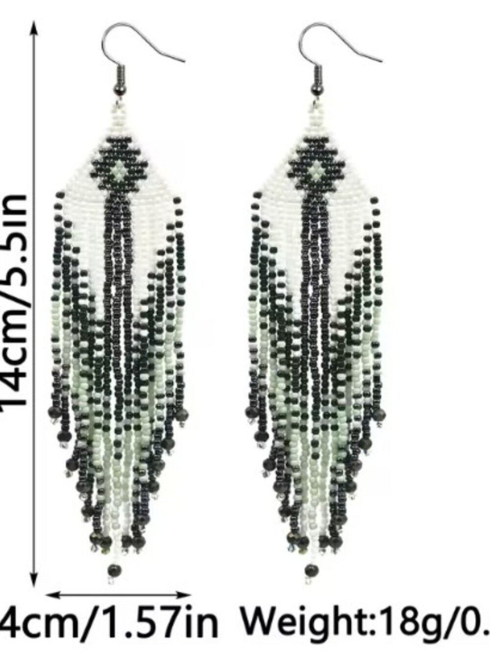Bohemian Style Beaded Tassel Earrings Handcrafted Glass Seed Bead Dangles Pink - Picture 2 of 8